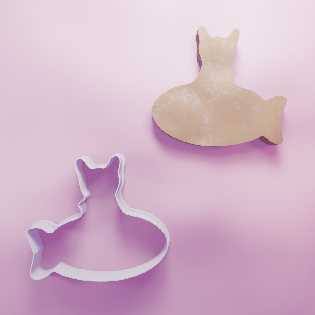 Cat with Fish Biscuit Cookie Cutter Biscuit dough baking sugar cookie gingerbread